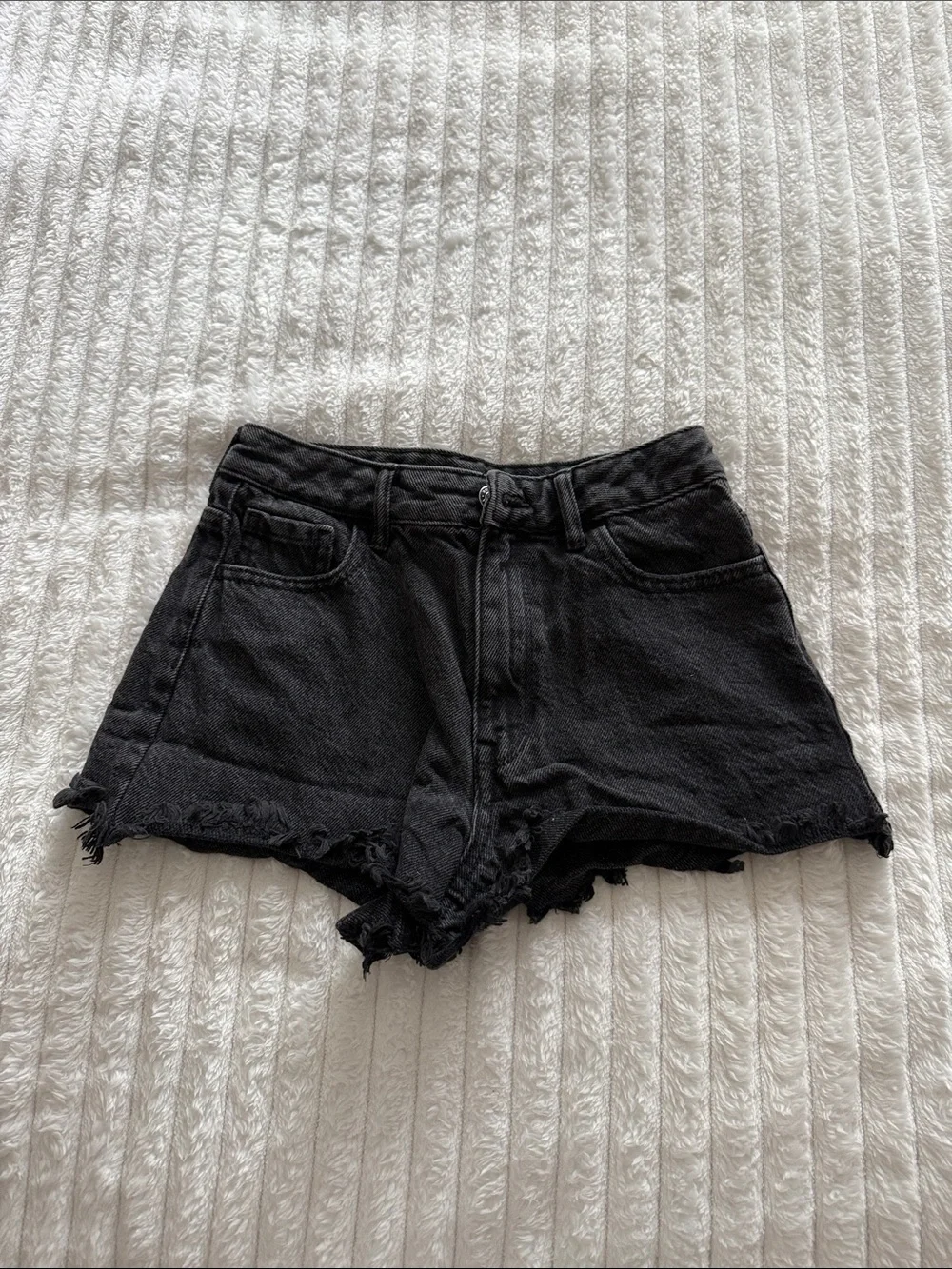 PacSun Black Frayed Denim Shorts